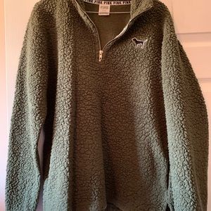 PINK 1/4 zip Sherpa sweatshirt